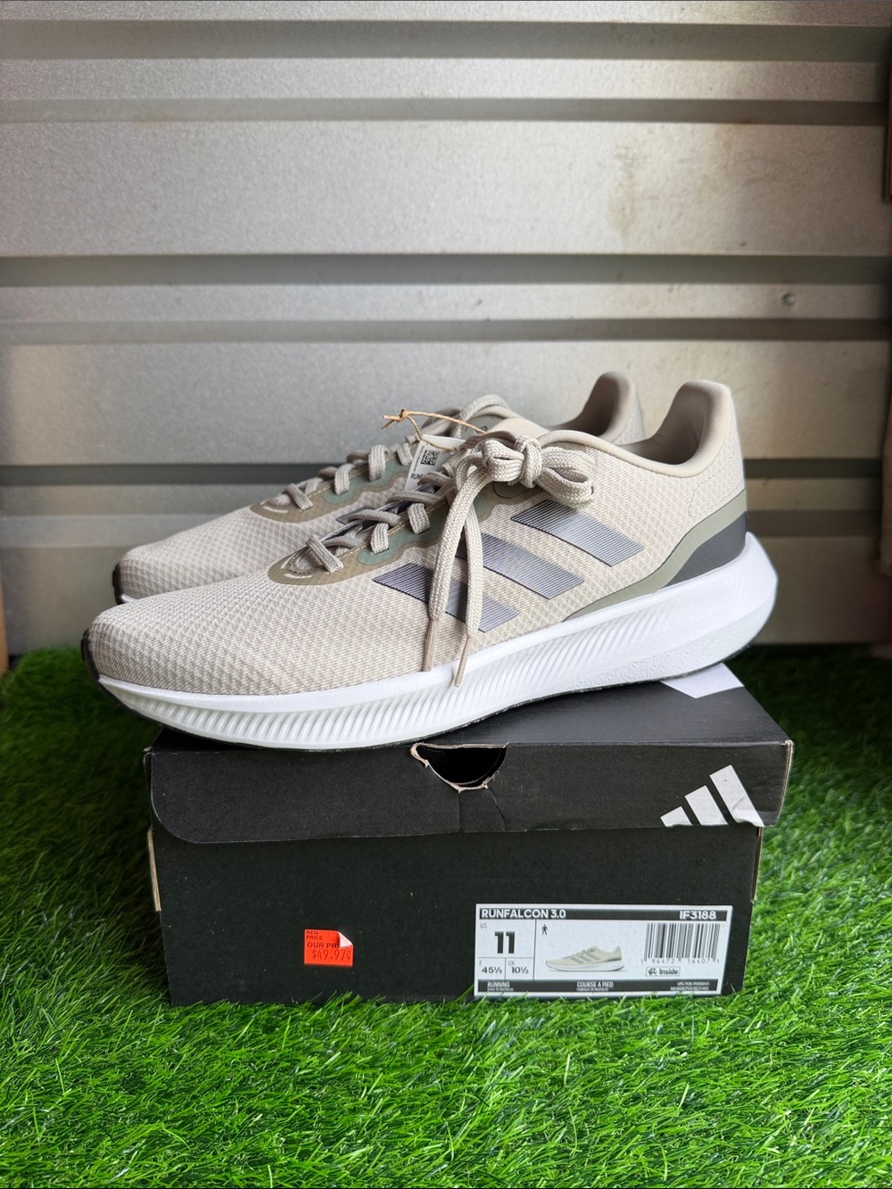 adidas Men's Athletic Sneakers in Beige and White